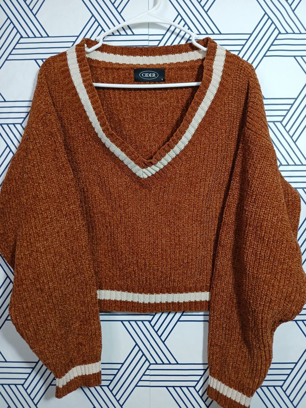 Cider Cozy Cropped Pullover Sweater  Cottagecore Indie Knit Top Varsity  Preppy